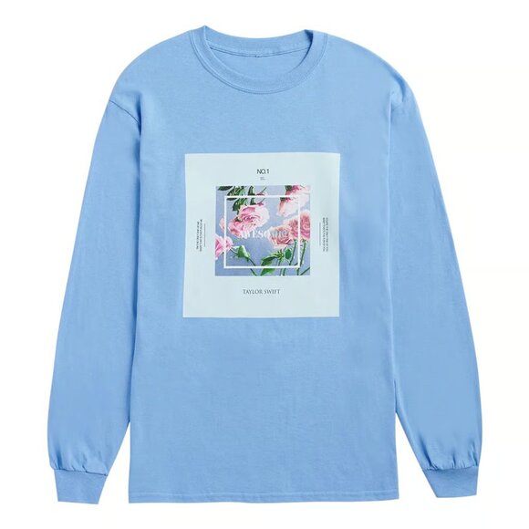 Taylor Swift Tops - New L Taylor Swift Long Sleeve Tee Shirt Lover Me! Floral Design California Blue